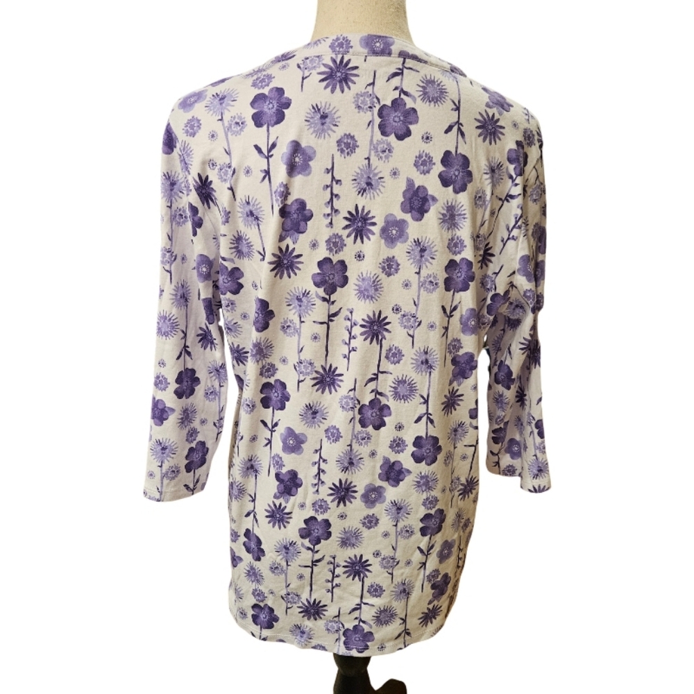 Blair - Floral Purple and White Women's Top - Picture 6 of 9